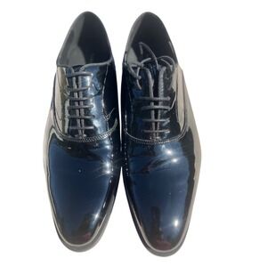 Zara Man Black Patent Leather Oxford Dress Shoes Mens Size 40 Formal Tuxedo